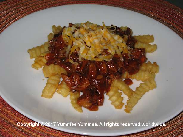 Barbecue Shredded Chicken and Fries