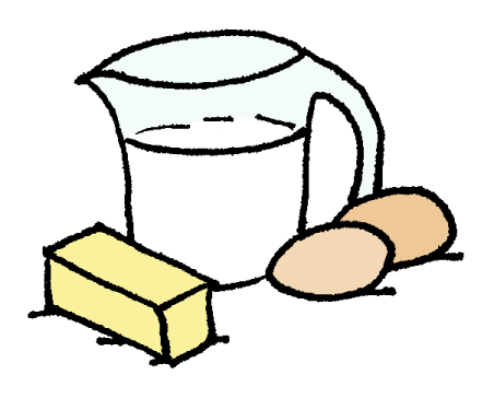 butter, milk & eggs