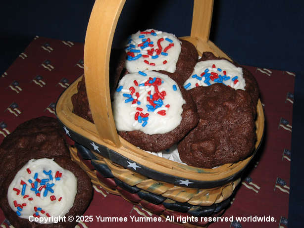Cookies with frosting and sprinkles are great watching fireworks. Happy Birthday America!