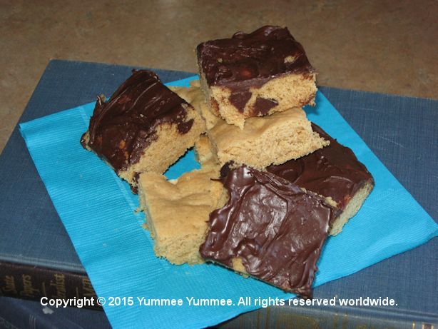 Gluten free Chocolate Peanut Butter Bars are yummee. What's our easy frosting recipe?