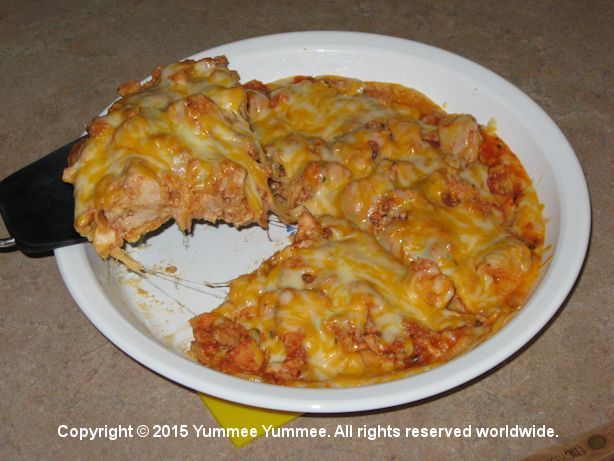 Enchilada Pie - it's a meal in a pie plate! There's enough to share with a friend.
